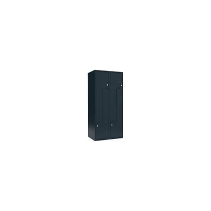 Fydor Z locker, 2 compartments, charcoal, W 800 mm, 2 compartments, flat roof shape, padlock.