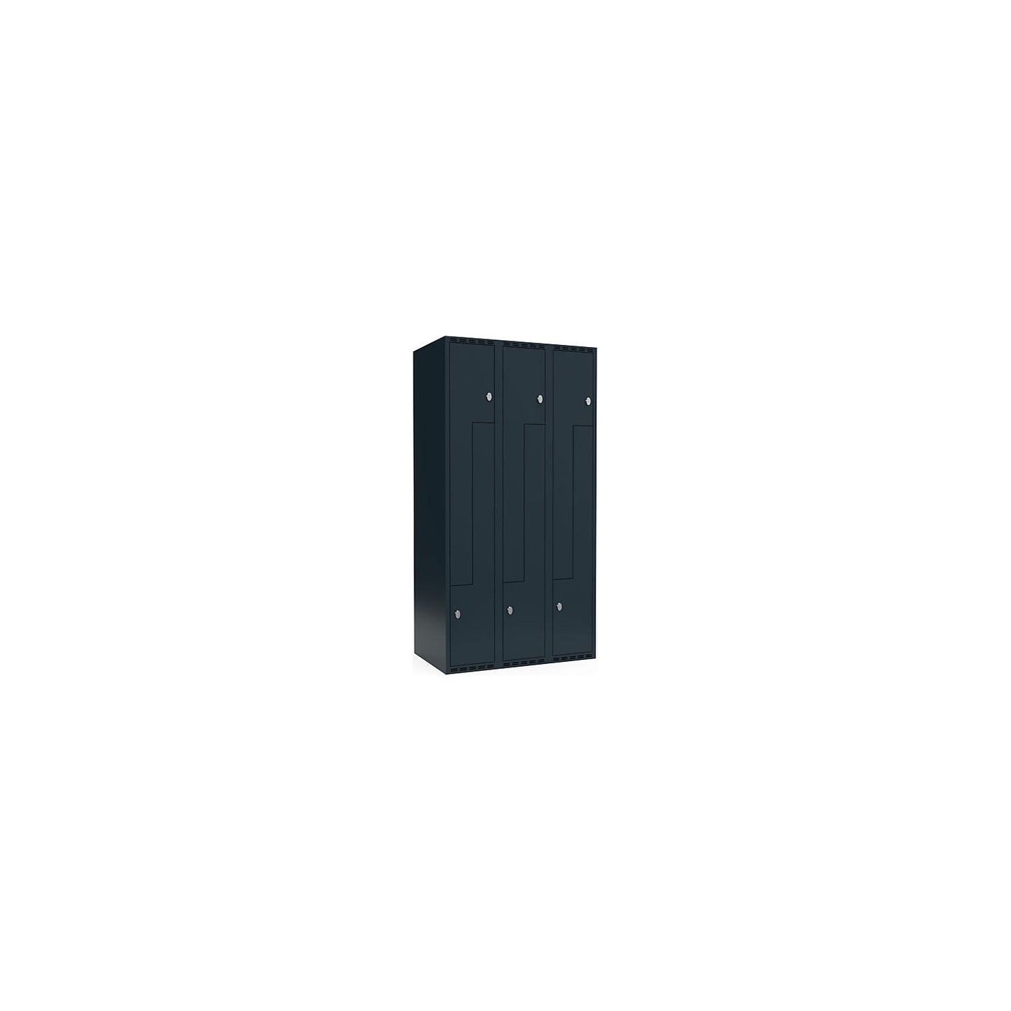 Fydor Z locker, 3 compartments, charcoal, W 900 mm, 3 compartments, flat roof shape, padlock.