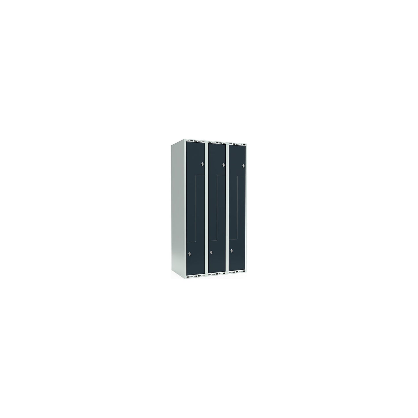 Fydor Z locker, 3 compartments, light grey / charcoal, W 900 mm, 3 compartments, flat roof shape, padlock.