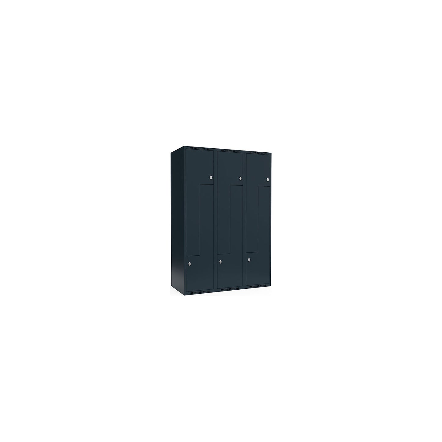 Fydor Z locker, 3 compartments, charcoal, W 1200 mm, 3 compartments, flat roof shape, padlock.