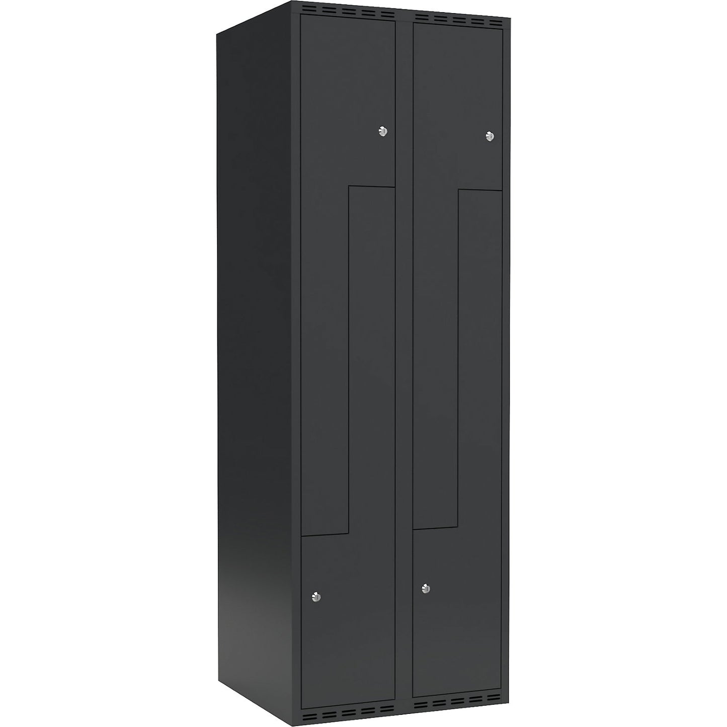 Fydor Z locker, 2 compartments, charcoal, W 600 mm, 2 compartments, flat roof shape, cylinder lock.
