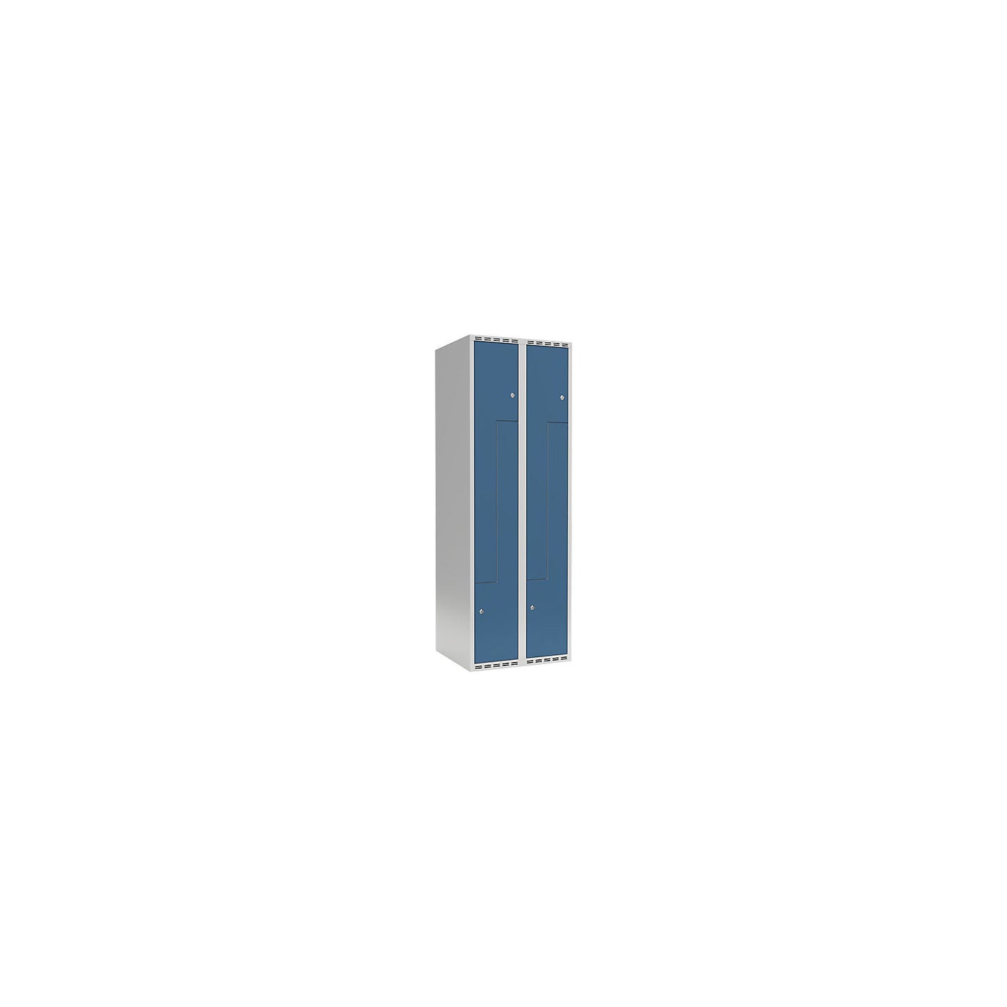 Fydor Z locker, 2 compartments, light grey / brilliant blue, W 600 mm, 2 compartments, flat roof shape, cylinder lock.