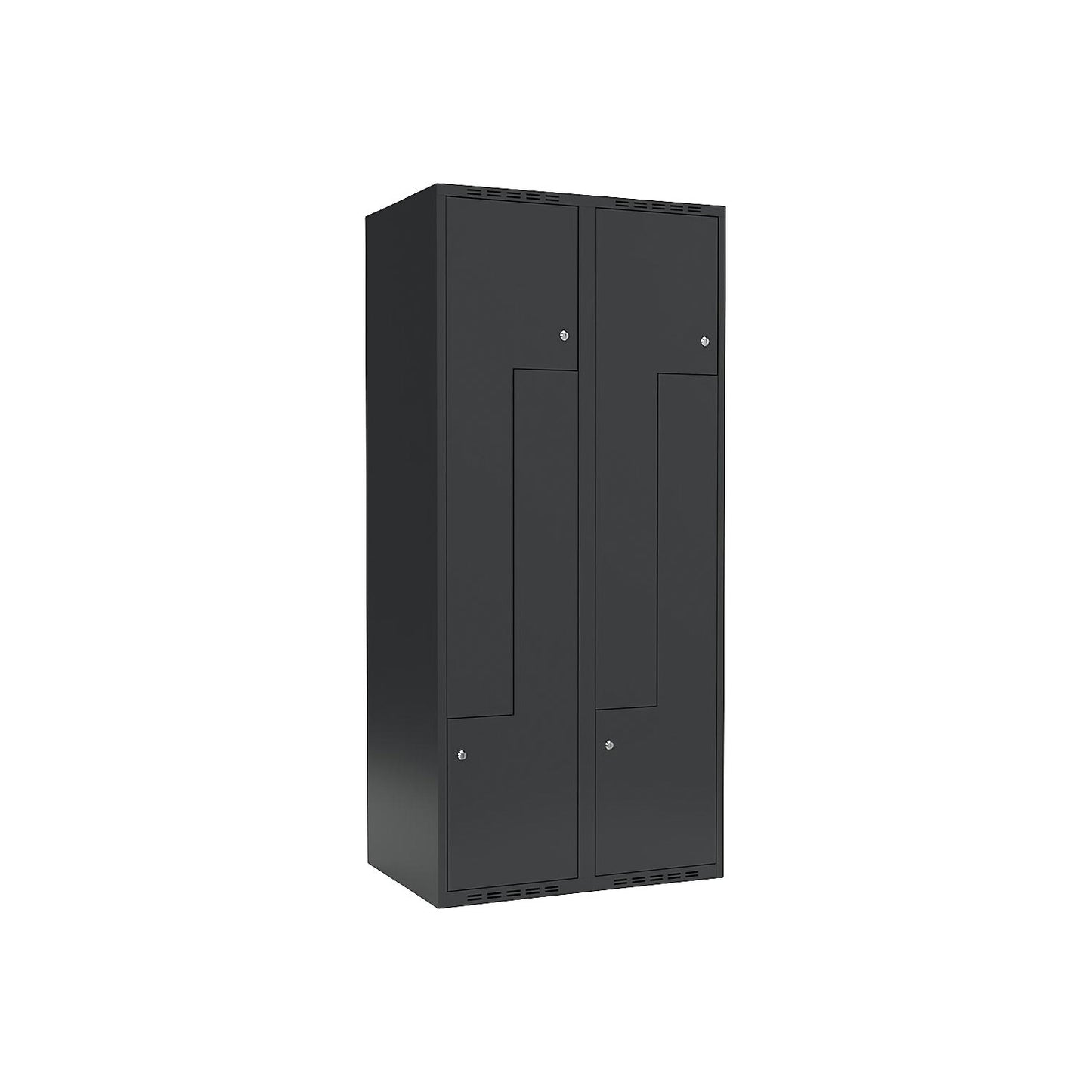 Fydor Z locker, 2 compartments, charcoal, W 800 mm, 2 compartments, flat roof shape, cylinder lock.