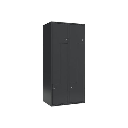 Fydor Z locker, 2 compartments, charcoal, W 800 mm, 2 compartments, flat roof shape, cylinder lock.