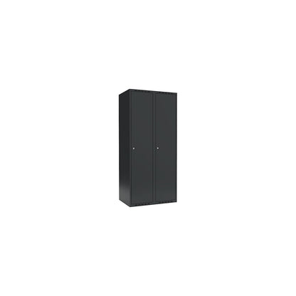 Fydor locker, 2 compartments, charcoal, W 800 mm, flat roof shape, cylinder lock.