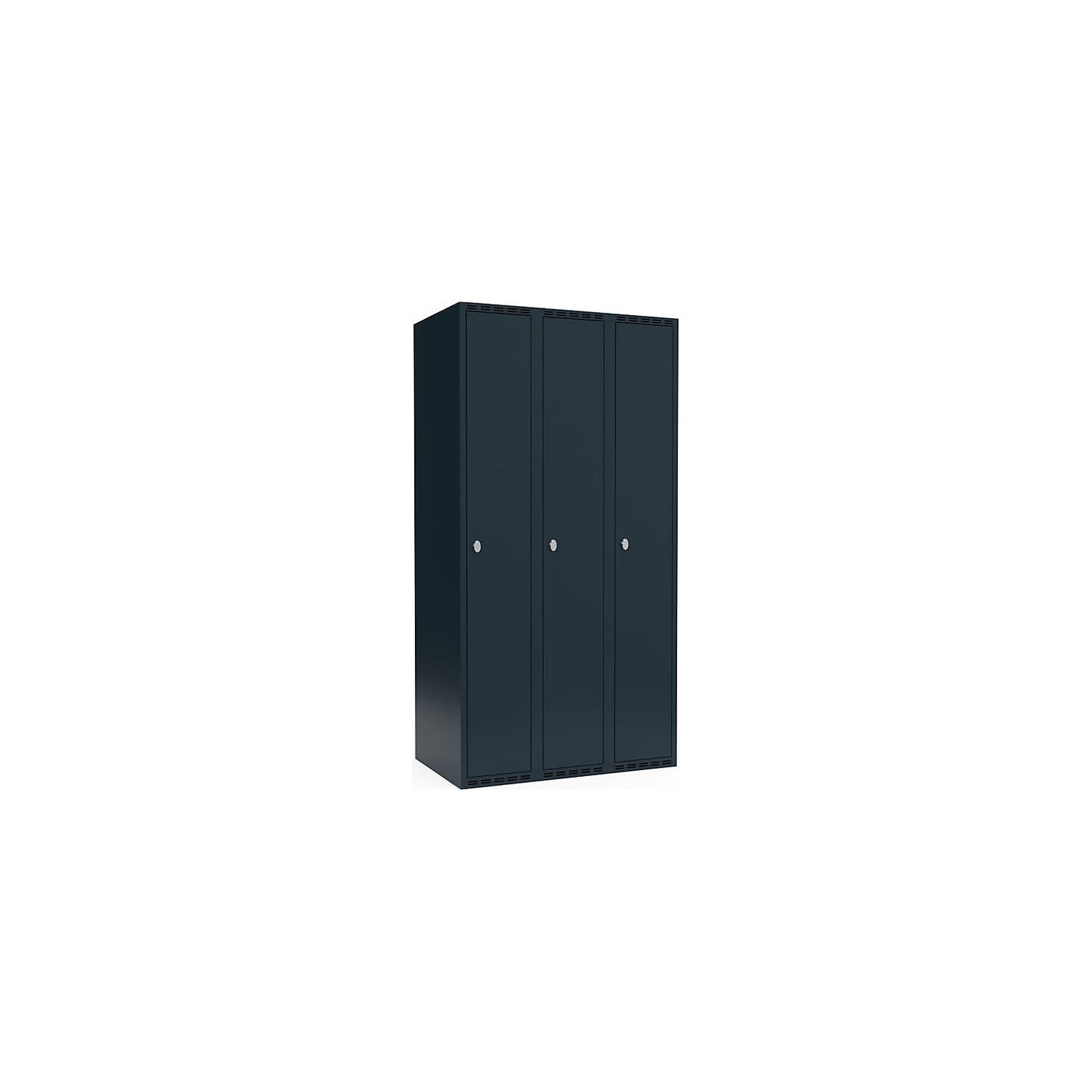 Fydor locker, 3 compartments, charcoal, W 900 mm, flat roof shape, padlock.