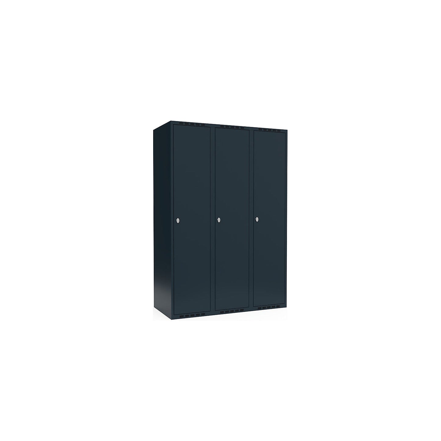 Fydor locker, 3 compartments, charcoal, W 1200 mm, flat roof shape, padlock.