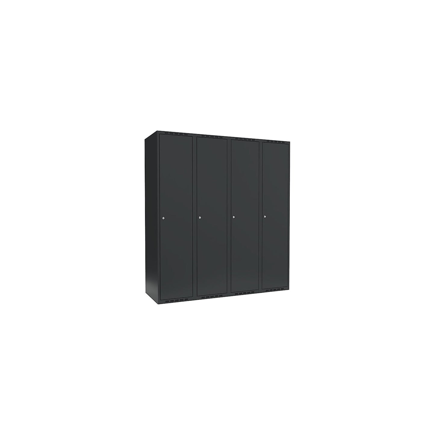 Fydor locker, 4 compartments, charcoal, W 1200 mm, flat roof shape, cylinder lock.