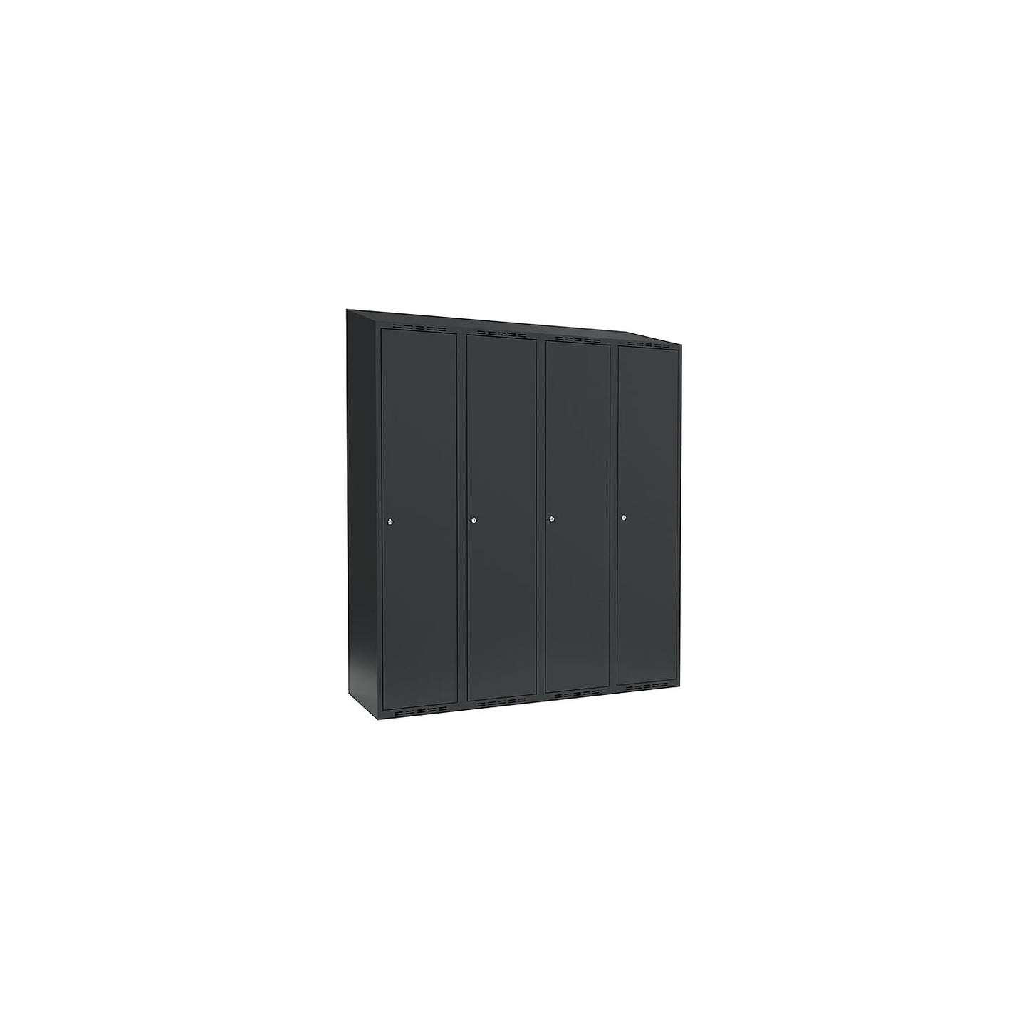 Fydor locker, 4 compartments, charcoal, W 1200 mm, sloping roof shape, cylinder lock.
