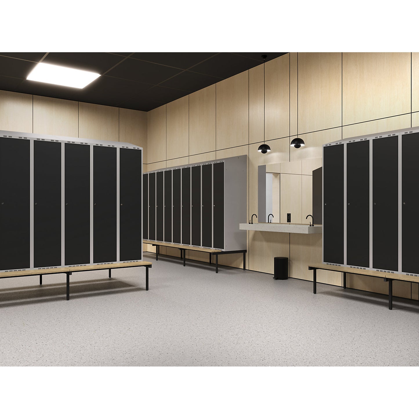 Fydor locker, 2 compartments, black, W 600 mm, sloping roof shape, padlock.