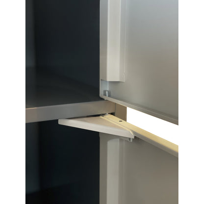 Fydor 3-fold compartment locker, 2 compartments, light grey / charcoal, W 600 mm, 2 compartments, sloping roof shape, cylinder lock.