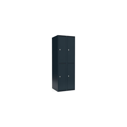 Fydor double deck clothes locker, 2 compartments, charcoal, W 600 mm, 2 compartments, flat roof shape, padlock.