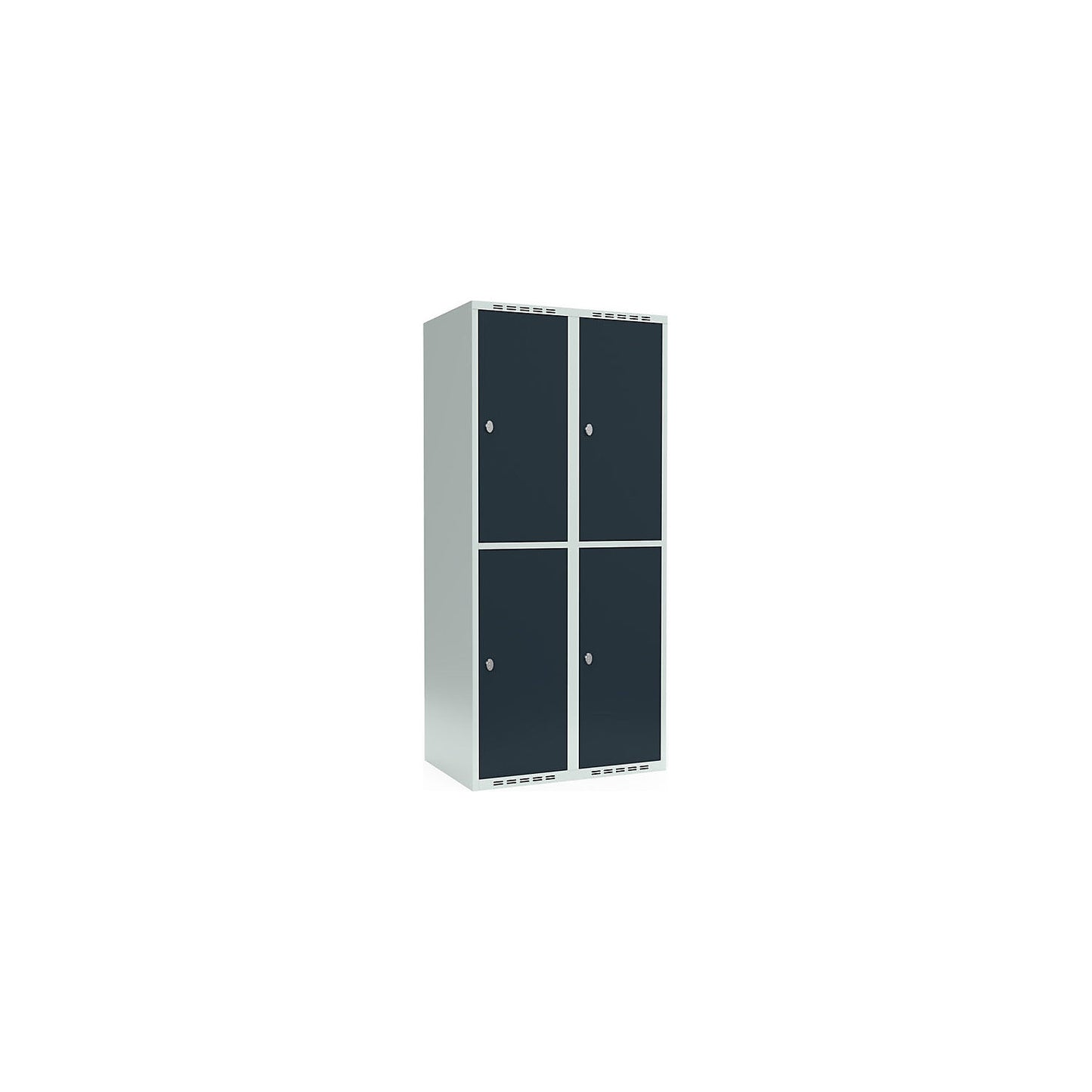 Fydor double deck clothes locker, 2 compartments, light grey / charcoal, W 800 mm, 2 compartments, flat roof shape, padlock.