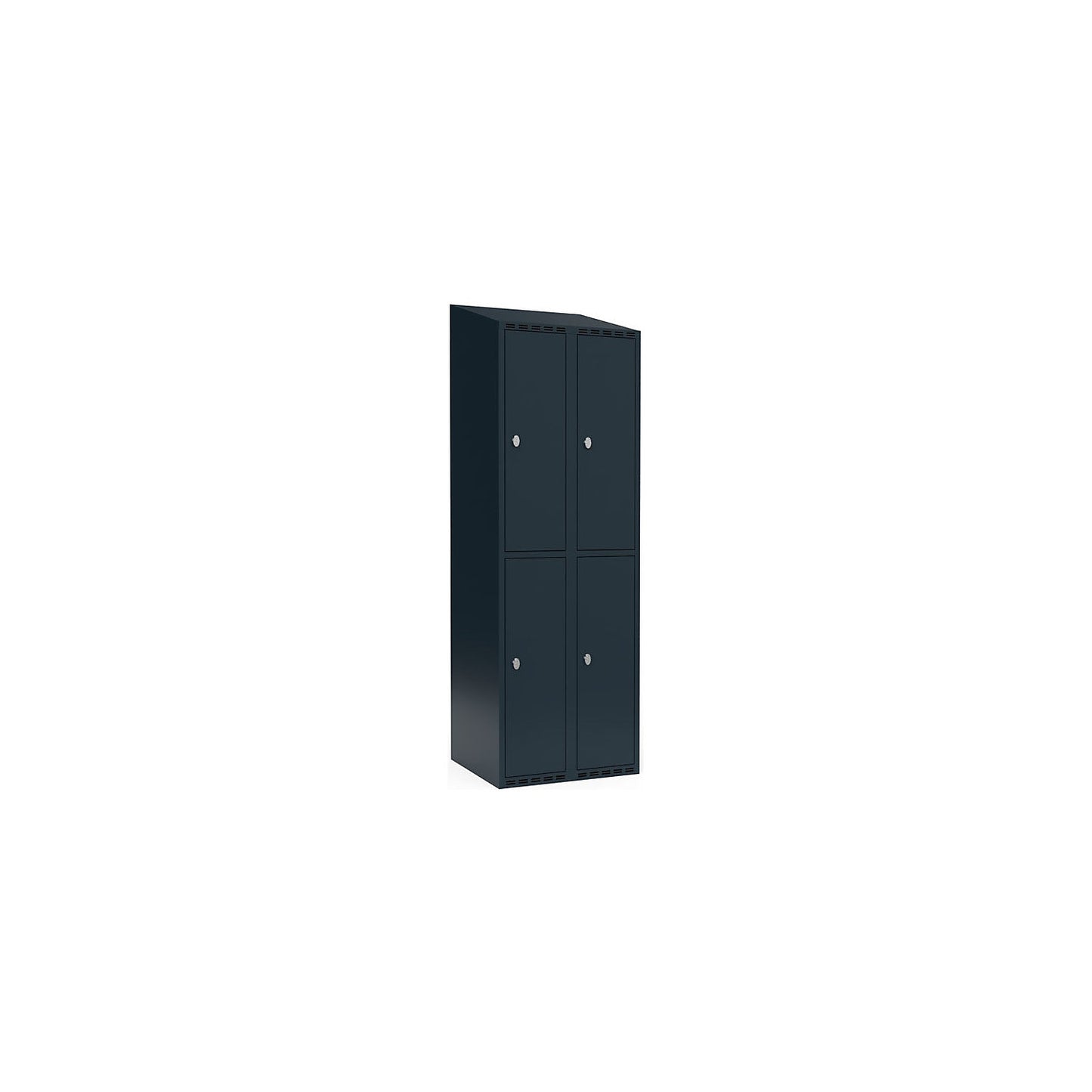 Fydor double deck clothes locker, 2 compartments, charcoal, W 600 mm, 2 compartments, sloping roof shape, padlock.