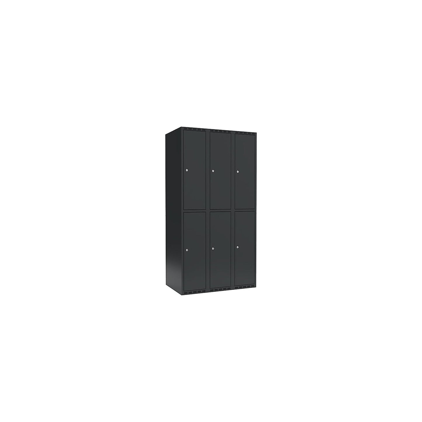 Fydor double deck clothes locker, 3 compartments, charcoal, W 900 mm, 3 compartments, flat roof shape, cylinder lock.