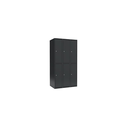 Fydor double deck clothes locker, 3 compartments, charcoal, W 900 mm, 3 compartments, flat roof shape, cylinder lock.