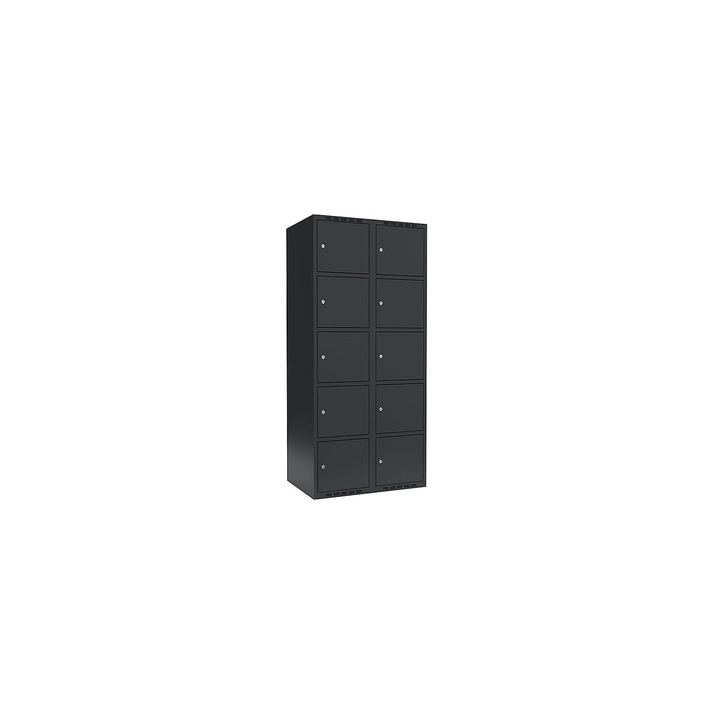 Fydor 5-fold compartment locker, 2 compartments, charcoal, W 800 mm, 2 compartments, flat roof shape, cylinder lock.