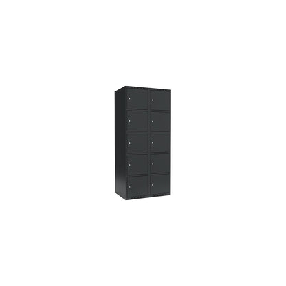 Fydor 5-fold compartment locker, 2 compartments, charcoal, W 800 mm, 2 compartments, flat roof shape, cylinder lock.