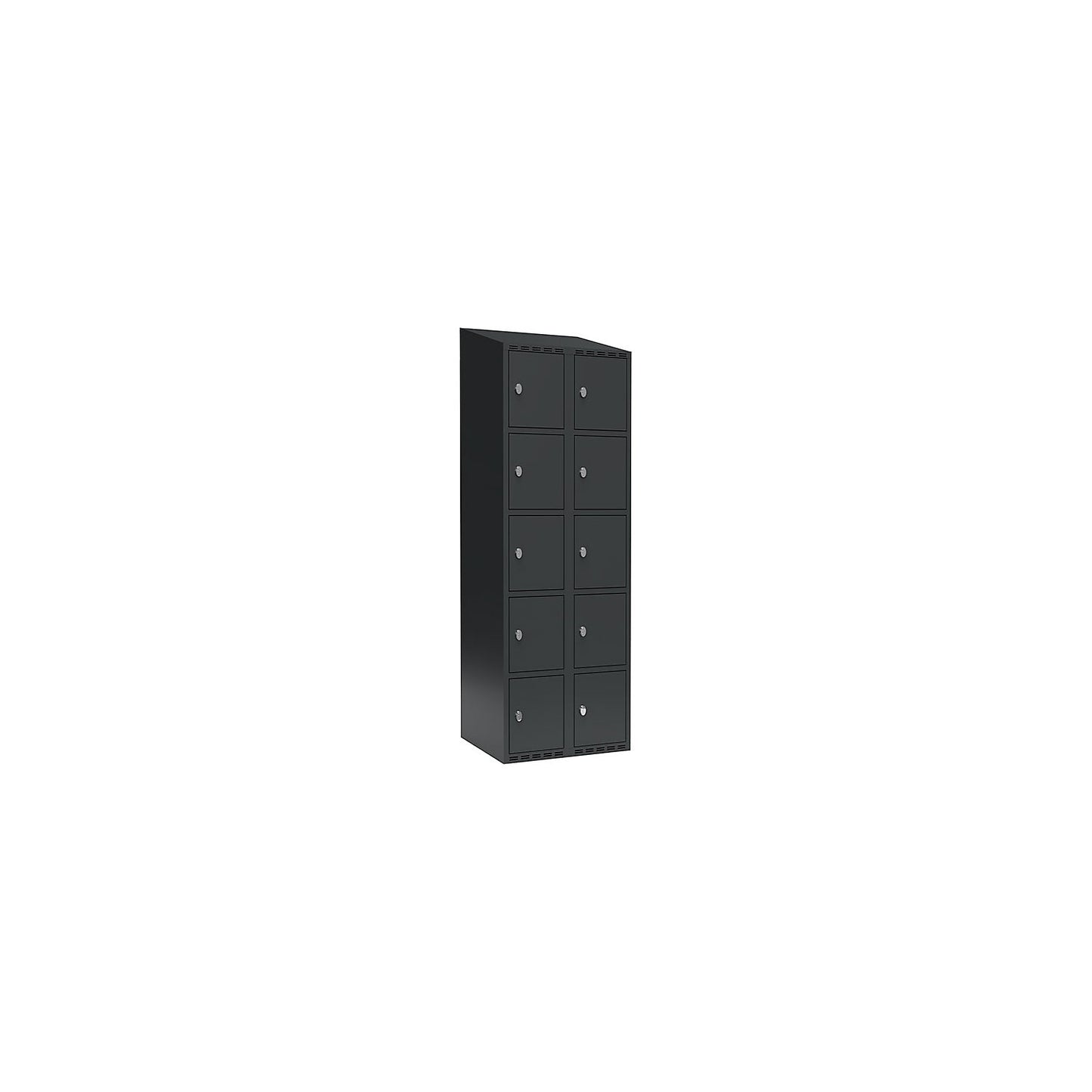 Fydor 5-fold compartment locker, 2 compartments, charcoal, W 600 mm, 2 compartments, sloping roof shape, padlock.