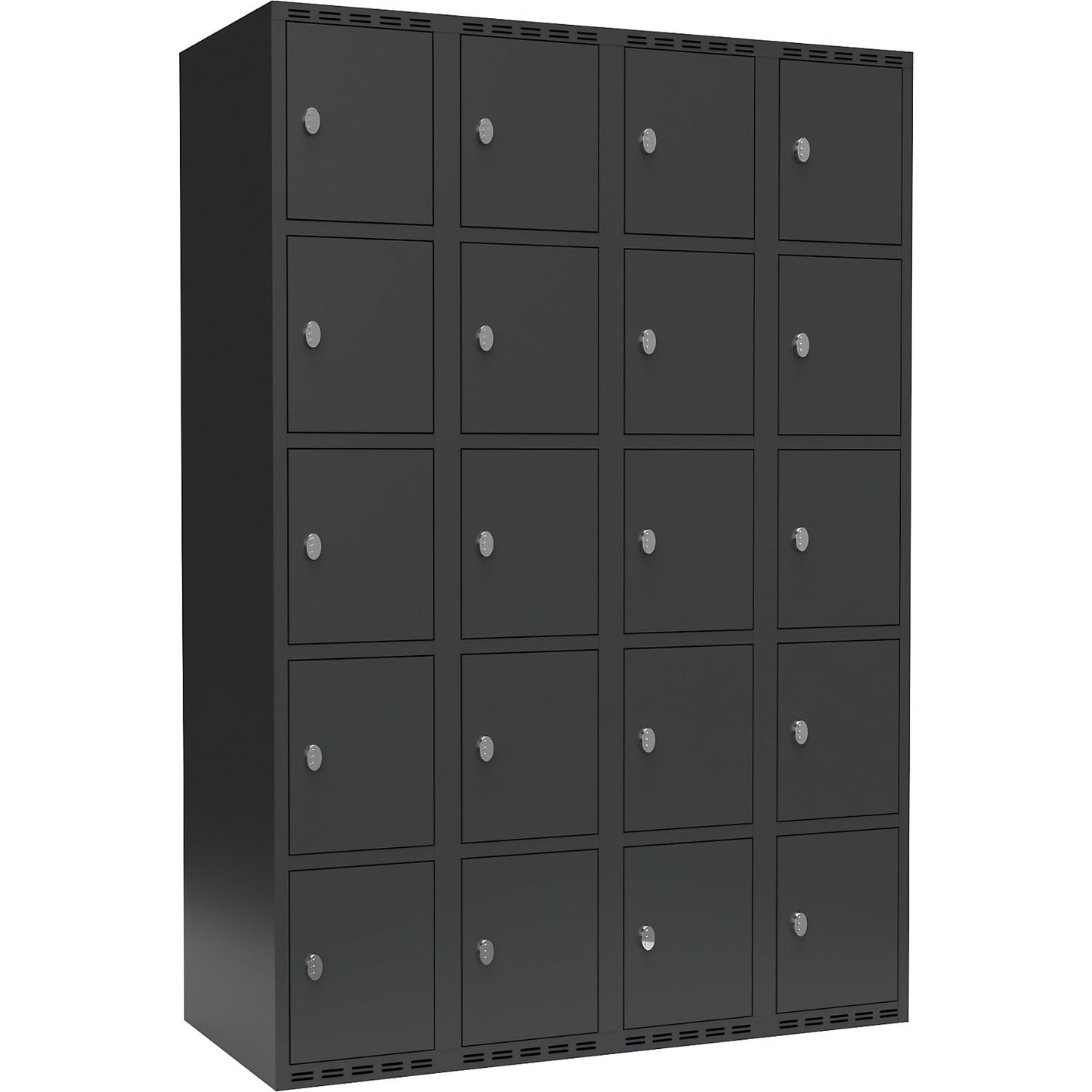 Fydor 5-fold compartment locker, 4 compartments, charcoal, W 1200 mm, 4 compartments, flat roof shape, padlock.