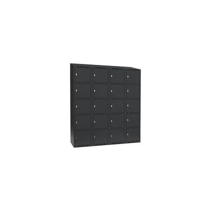 Fydor 5-fold compartment locker, 4 compartments, charcoal, W 1200 mm, 4 compartments, sloping roof shape, padlock.