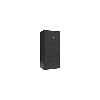 Fydor 3-fold compartment locker, 2 compartments, charcoal, W 800 mm, 2 compartments, flat roof shape, cylinder lock.