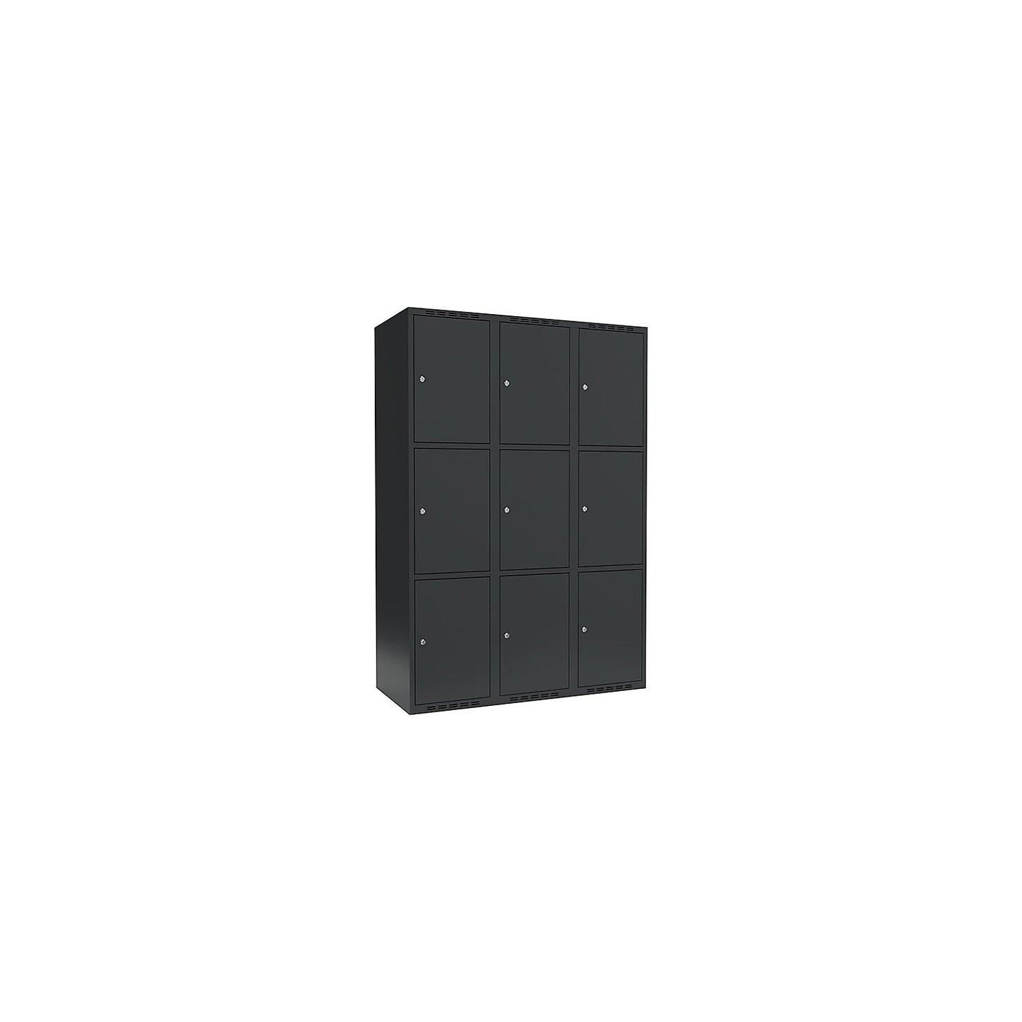 Fydor 3-fold compartment locker, 3 compartments, charcoal, W 1200 mm, 3 compartments, flat roof shape, cylinder lock.