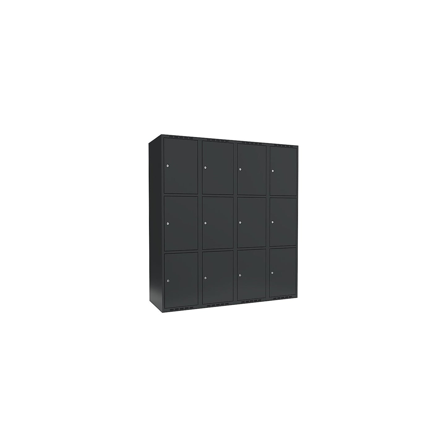 Fydor 3-fold compartment locker, 4 compartments, charcoal, W 1200 mm, 4 compartments, flat roof shape, cylinder lock.