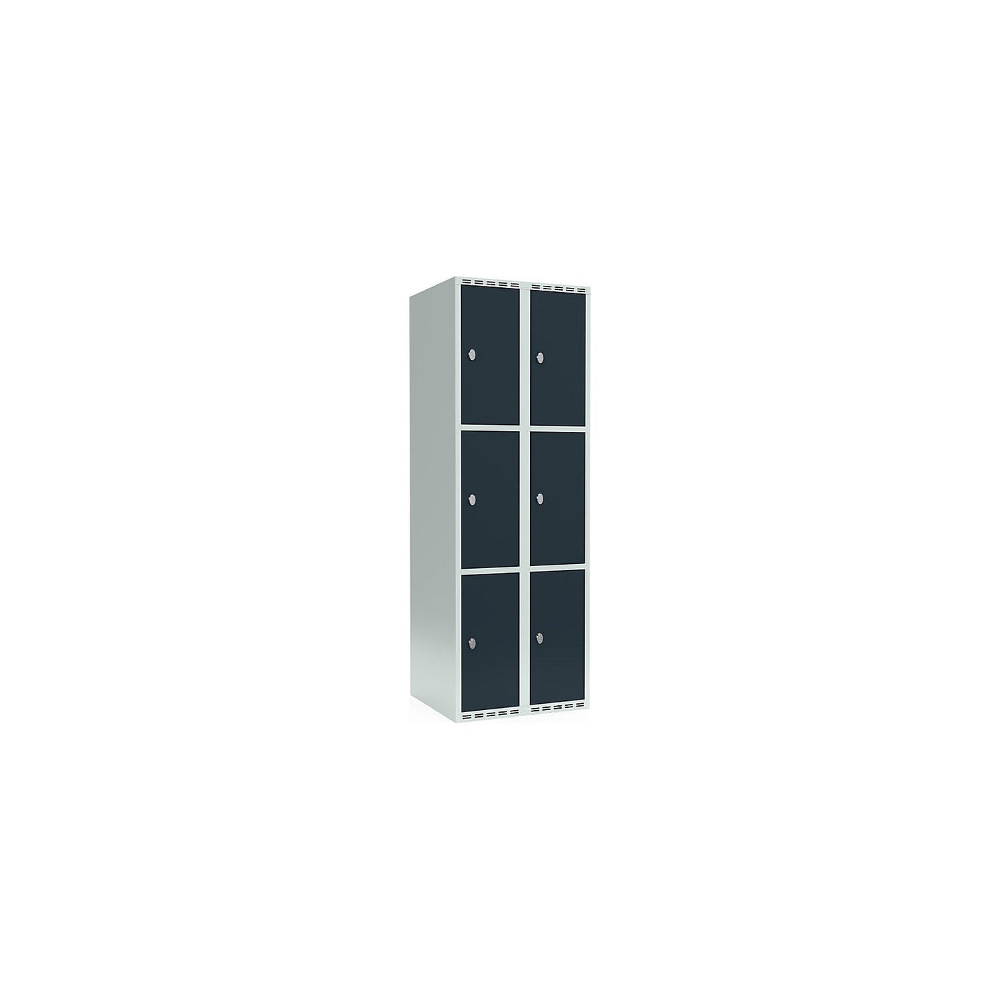 Fydor 3-fold compartment locker, 2 compartments, light grey / charcoal, W 600 mm, 2 compartments, flat roof shape, padlock.