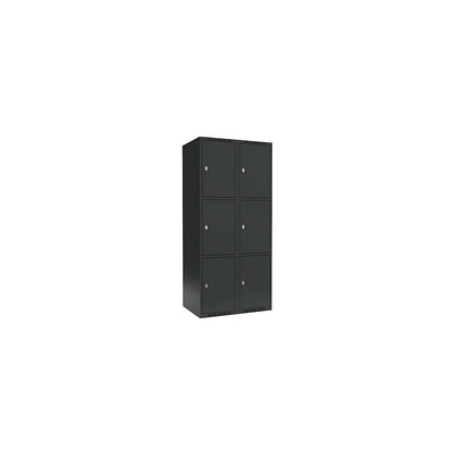 Fydor 3-fold compartment locker, 2 compartments, charcoal, W 800 mm, 2 compartments, flat roof shape, padlock.