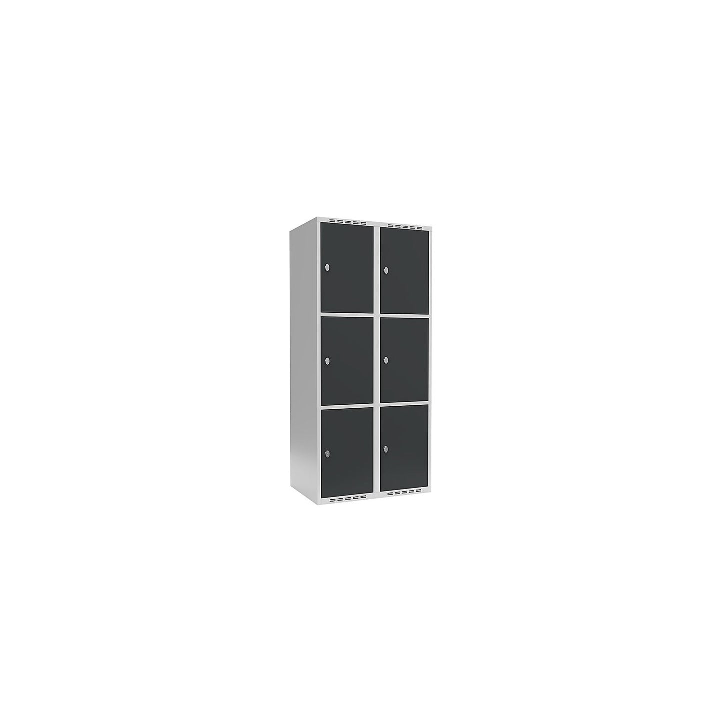 Fydor 3-fold compartment locker, 2 compartments, light grey / charcoal, W 800 mm, 2 compartments, flat roof shape, padlock.