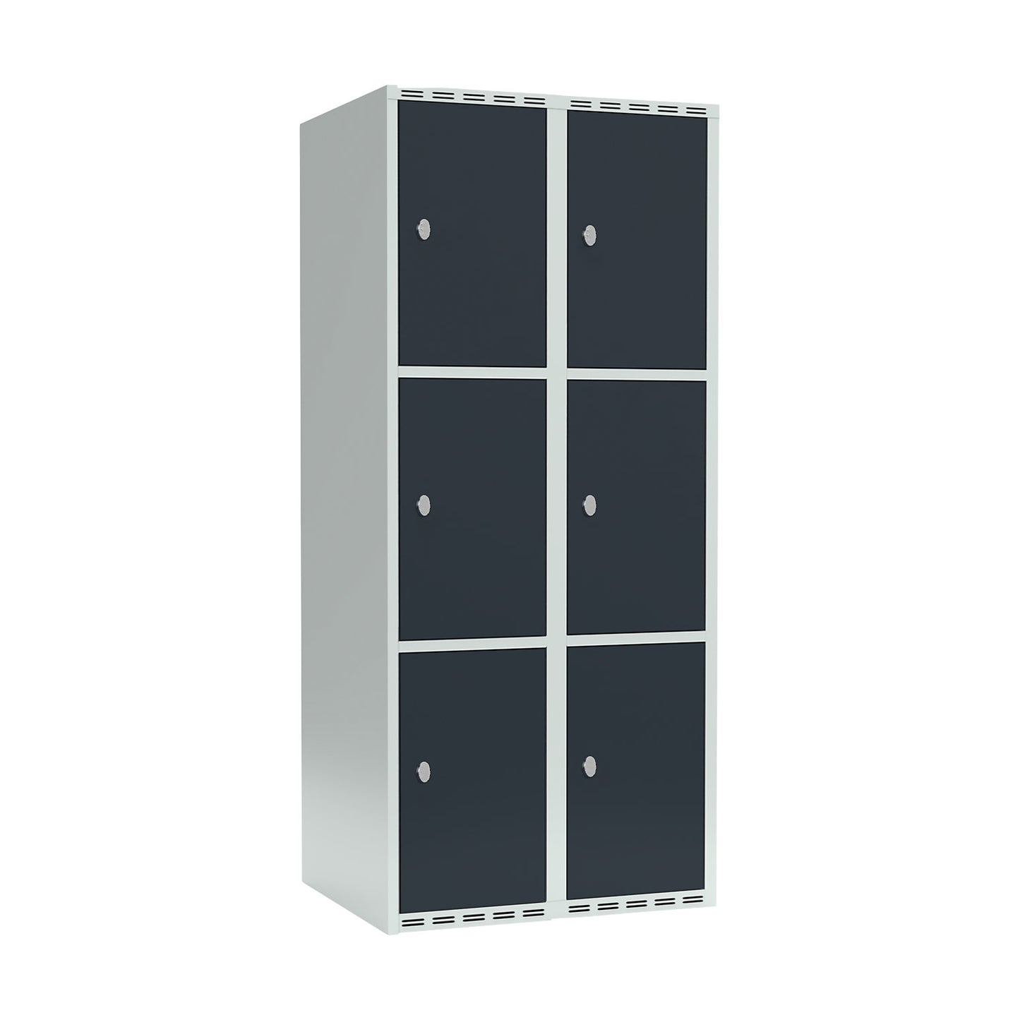 Fydor 3-fold compartment locker, 2 compartments, light grey / charcoal, W 800 mm, 2 compartments, flat roof shape, padlock.