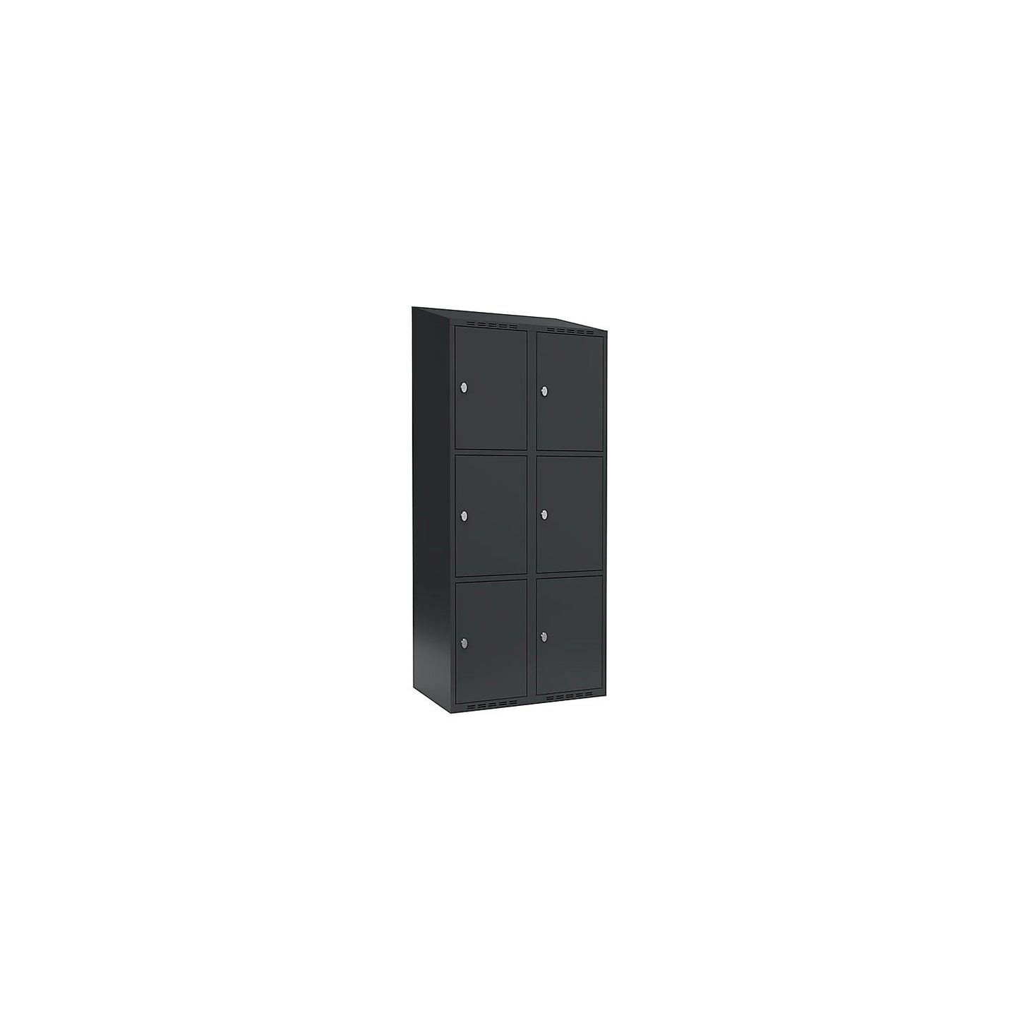 Fydor 3-fold compartment locker, 2 compartments, charcoal, W 800 mm, 2 compartments, sloping roof shape, padlock.