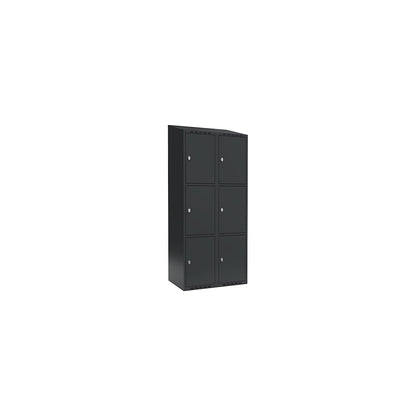 Fydor 3-fold compartment locker, 2 compartments, charcoal, W 800 mm, 2 compartments, sloping roof shape, padlock.
