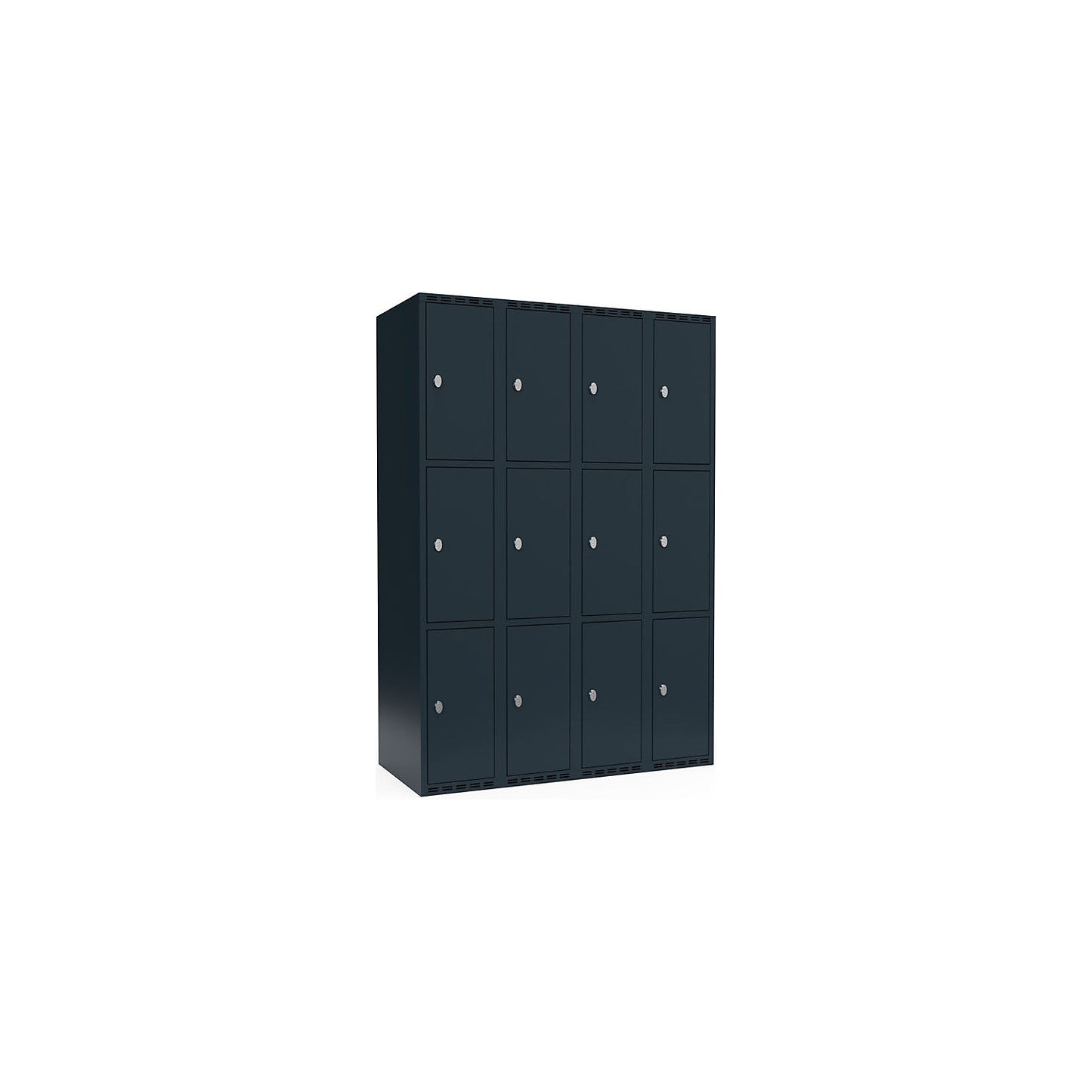 Fydor 3-fold compartment locker, 4 compartments, charcoal, W 1200 mm, 4 compartments, flat roof shape, padlock.