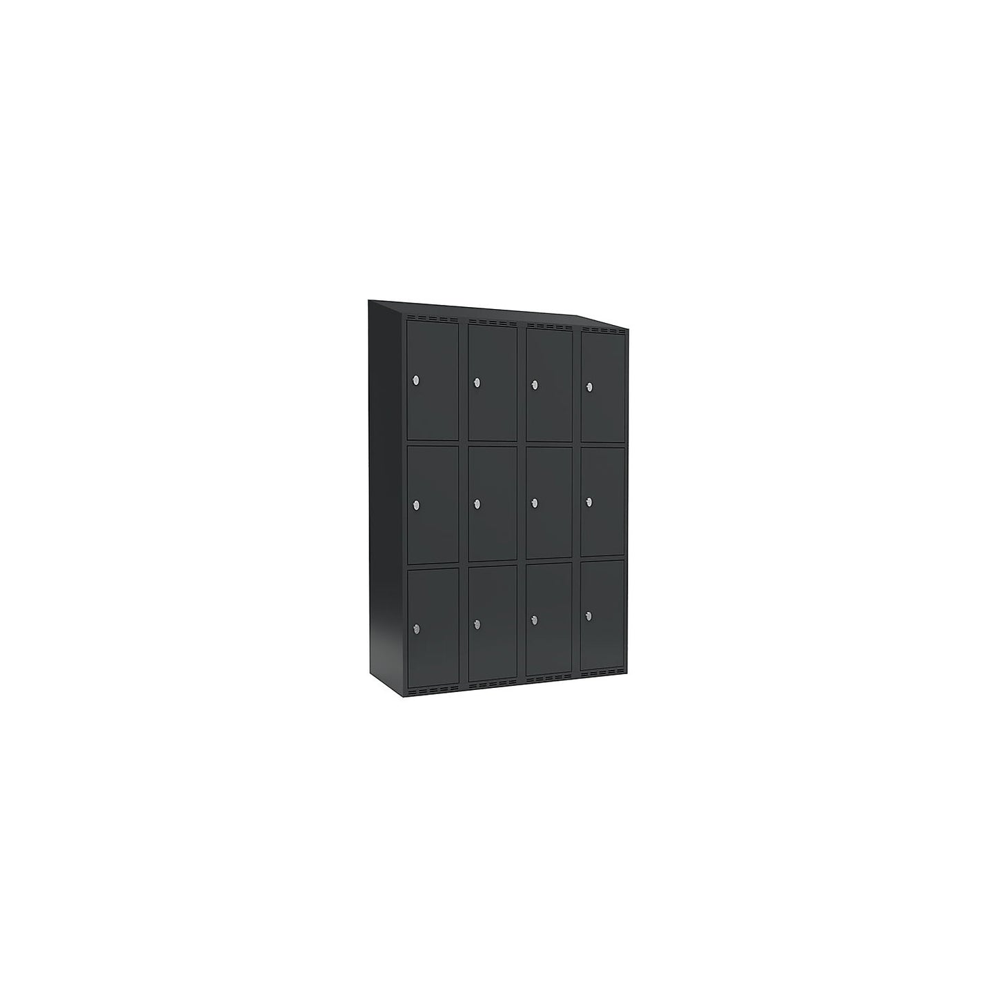 Fydor 3-fold compartment locker, 4 compartments, charcoal, W 1200 mm, 4 compartments, sloping roof shape, padlock.