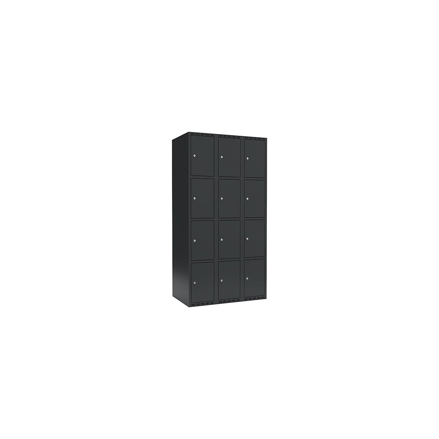 Fydor 4-fold compartment locker, 3 compartments, charcoal, W 900 mm, 3 compartments, flat roof shape, cylinder lock.