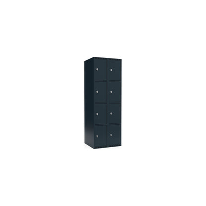 Fydor 4-fold compartment locker, 2 compartments, charcoal, W 600 mm, 2 compartments, flat roof shape, padlock.