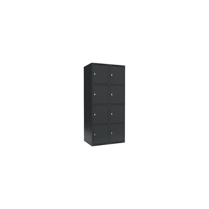 Fydor 4-fold compartment locker, 2 compartments, charcoal, W 800 mm, 2 compartments, flat roof shape, padlock.
