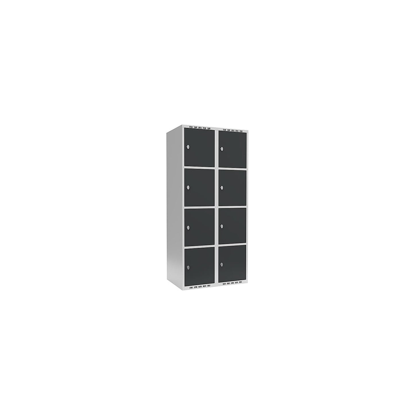 Fydor 4-fold compartment locker, 2 compartments, light grey / charcoal, W 800 mm, 2 compartments, flat roof shape, padlock.