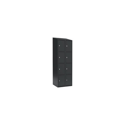 Fydor 4-fold compartment locker, 2 compartments, charcoal, W 600 mm, 2 compartments, sloping roof shape, padlock.