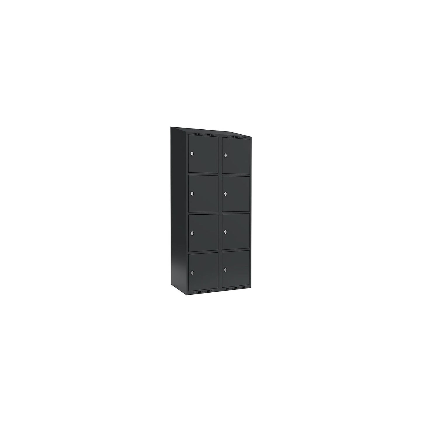 Fydor 4-fold compartment locker, 2 compartments, charcoal, W 800 mm, 2 compartments, sloping roof shape, padlock.