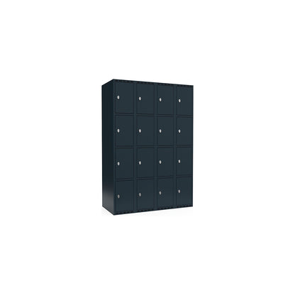 Fydor 4-fold compartment locker, 4 compartments, charcoal, W 1200 mm, 4 compartments, flat roof shape, padlock.