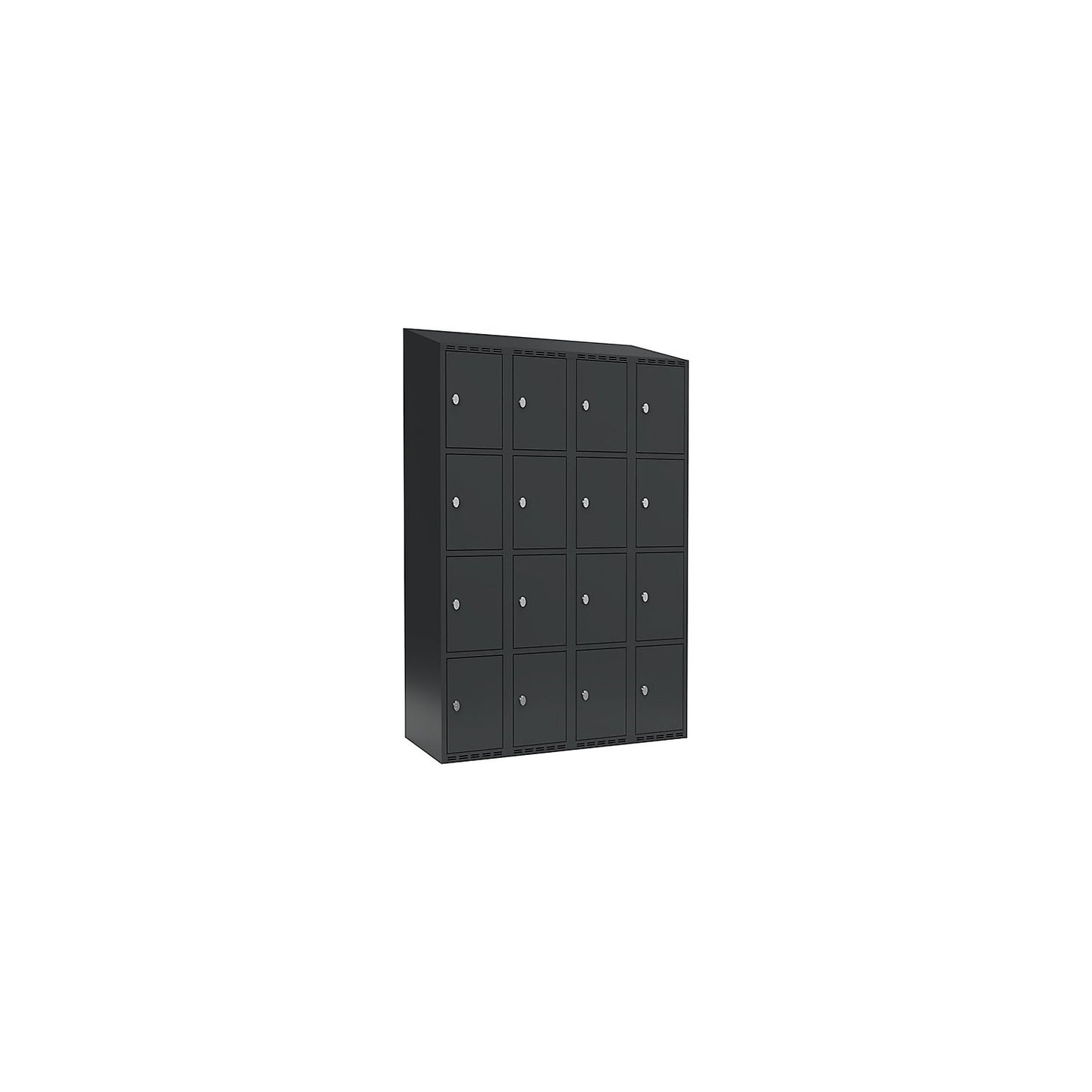 Fydor 4-fold compartment locker, 4 compartments, charcoal, W 1200 mm, 4 compartments, sloping roof shape, padlock.