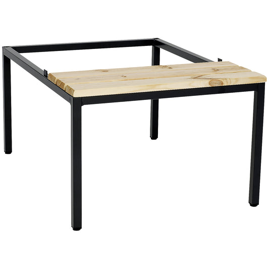 Base frame with bench for Fydor locker series, black / pine, width 600 mm.