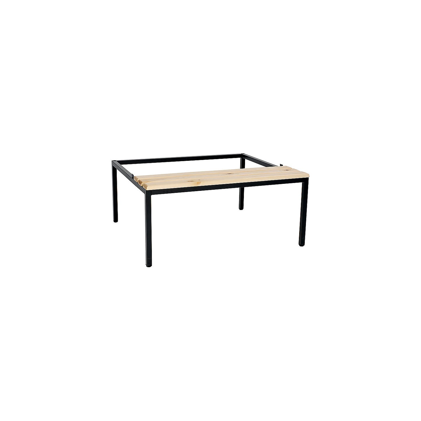 Base frame with bench for Fydor locker series, black / pine, width 900 mm.