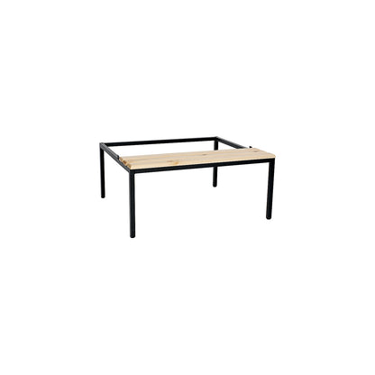 Base frame with bench for Fydor locker series, black / pine, width 900 mm.