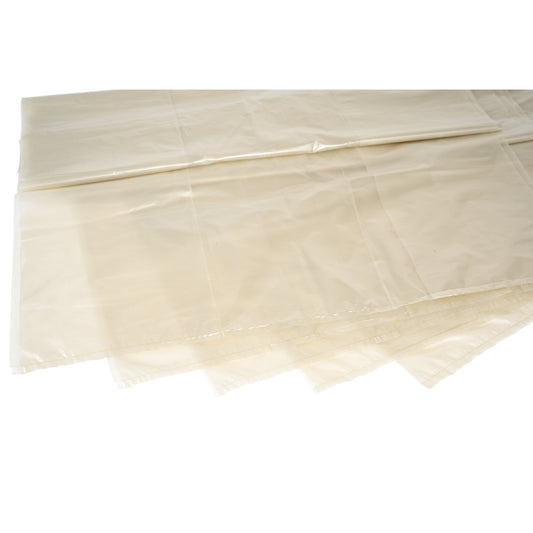 Large capacity waste sacks, PCR LDPE, 1000 l, LxWxH 800 x 500 x 2200 mm, pack of 50, 52 µm, transparent.