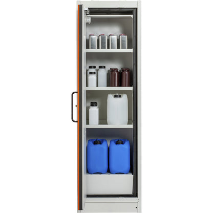 Fire resistant hazardous goods storage cupboard type 90 PROline, door hinged on left, HxWxD 1950 x 600 x 600 mm.
