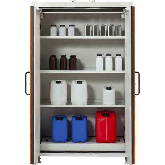 Fire resistant hazardous goods storage cupboard type 90 PROline, base sump 33 l, HxWxD 1950 x 1200 x 600 mm.